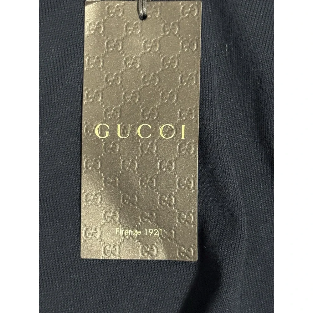Gucci Men's‎ V-Neck Knit Sweater Navy Red Trim Made in Italy Size S New